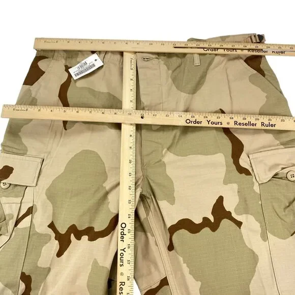 US Army Cargo Pants Men XL Green Camouflage Flat Front Drawstring Leg Button Fly - Picture 4 of 16